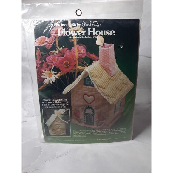 Vintage Patchwork Kit by Yours Truly Pink Flower House 9" - Picture 1 of 6